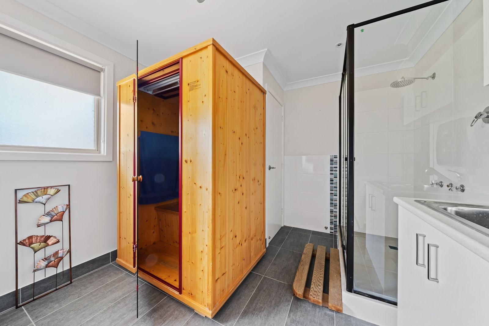 The timber sauna in the wellness wing